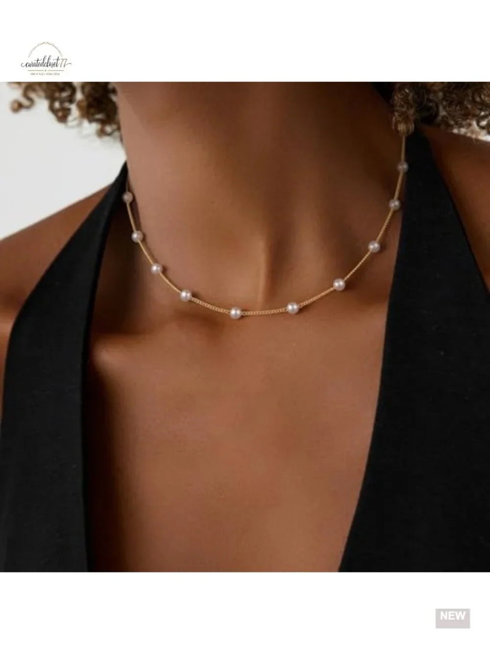 14k Gold Plated Pearl Choker Necklace with Lobster Clasp